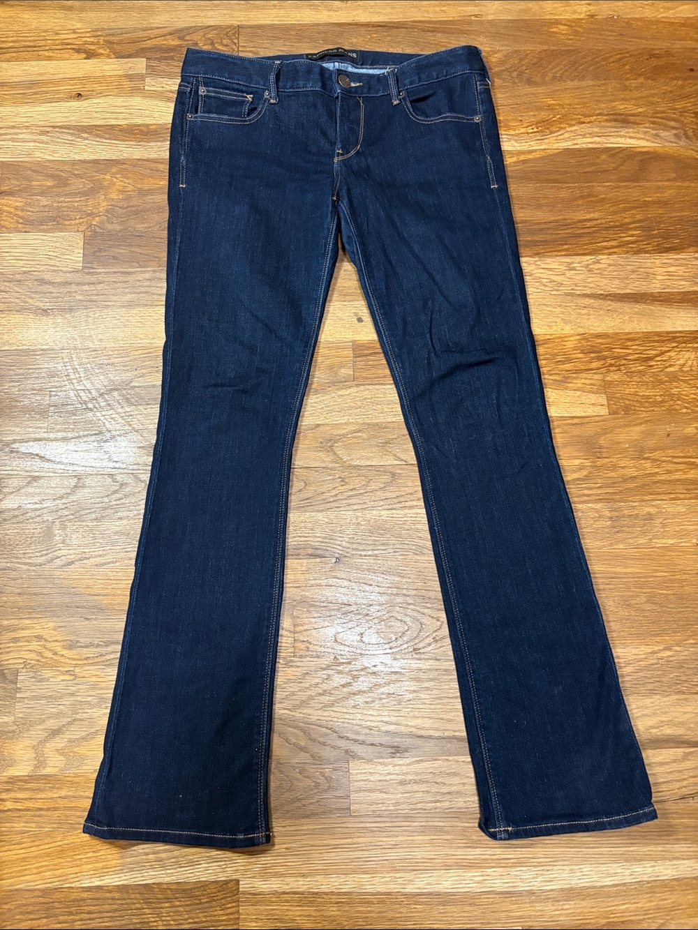EXPRESS low rise barely boot dark wash jeans